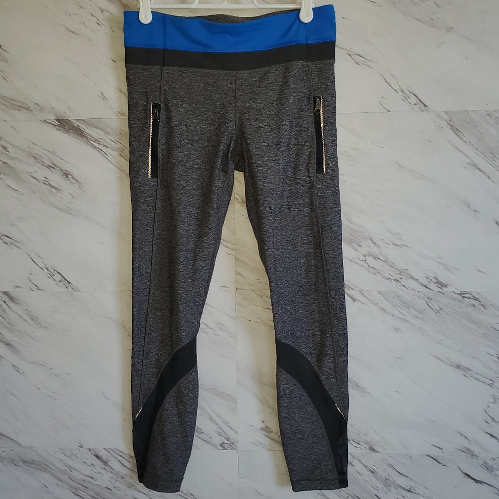 Lululemon Inspire Tight II (Mesh)Heathered Black / Lakeside Blue / Deep Coal Sz6